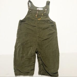 Disney Tigger Overalls Olive Green Corduroy 12 mon